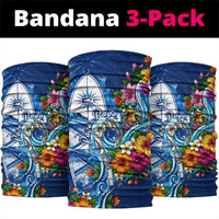American Samoa Pago Pago Neck Gaiter Sea Turtle And Fruit Bat - Tropical Hibiscus Flowers Polynesian