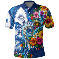 American Samoa Pago Pago Polo Shirt Sea Turtle And Fruit Bat - Tropical Hibiscus Flowers Polynesian