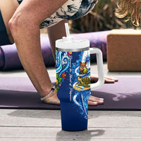 American Samoa Pago Pago Tumbler With Handle Sea Turtle And Fruit Bat - Tropical Hibiscus Flowers Polynesian