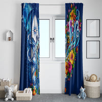 American Samoa Pago Pago Window Curtain Sea Turtle And Fruit Bat - Tropical Hibiscus Flowers Polynesian