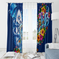 American Samoa Pago Pago Window Curtain Sea Turtle And Fruit Bat - Tropical Hibiscus Flowers Polynesian