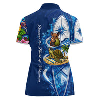American Samoa Pago Pago Women Polo Shirt Sea Turtle And Fruit Bat - Tropical Hibiscus Flowers Polynesian