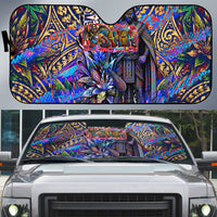 American Samoa Warrior Auto Sun Shade Polynesian Fruit Bat Talofa Urban Graffiti Street Art