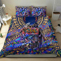 American Samoa Warrior Bedding Set Polynesian Fruit Bat Talofa Urban Graffiti Street Art