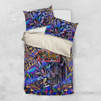American Samoa Warrior Bedding Set Polynesian Fruit Bat Talofa Urban Graffiti Street Art