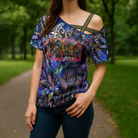 American Samoa Warrior Cross Shoulder Shirt Polynesian Fruit Bat Talofa Urban Graffiti Street Art