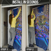 American Samoa Warrior Door Cover Polynesian Fruit Bat Talofa Urban Graffiti Street Art