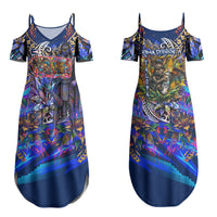 American Samoa Warrior Family Matching Summer Maxi Dress and Hawaiian Shirt Polynesian Fruit Bat Talofa Urban Graffiti Street Art