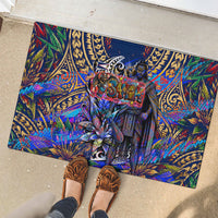 American Samoa Warrior Rubber Doormat Polynesian Fruit Bat Talofa Urban Graffiti Street Art