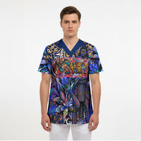 American Samoa Warrior Scrub Top Polynesian Fruit Bat Talofa Urban Graffiti Street Art