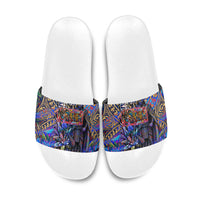 American Samoa Warrior Slide Sandals Polynesian Fruit Bat Talofa Urban Graffiti Street Art