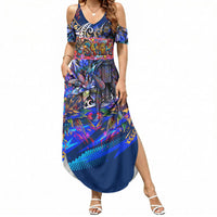 American Samoa Warrior Summer Maxi Dress Polynesian Fruit Bat Talofa Urban Graffiti Street Art
