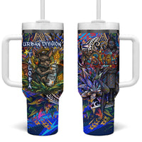 American Samoa Warrior Tumbler With Handle Polynesian Fruit Bat Talofa Urban Graffiti Street Art