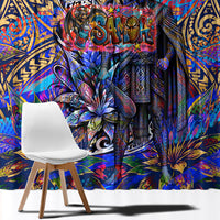 American Samoa Warrior Window Curtain Polynesian Fruit Bat Talofa Urban Graffiti Street Art