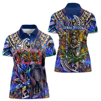 American Samoa Warrior Women Polo Shirt Polynesian Fruit Bat Talofa Urban Graffiti Street Art