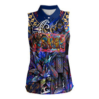 American Samoa Warrior Women Sleeveless Polo Shirt Polynesian Fruit Bat Talofa Urban Graffiti Street Art