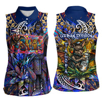 American Samoa Warrior Women Sleeveless Polo Shirt Polynesian Fruit Bat Talofa Urban Graffiti Street Art