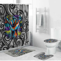 Chur Bro Shaka Sign Bathroom Set New Zealand Koru Colorful Graffiti Splash