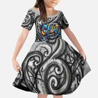 Chur Bro Shaka Sign Family Matching Mermaid Dress and Hawaiian Shirt New Zealand Koru Colorful Graffiti Splash TS04 Daughter's Dress Multicolor - Polynesian Pride