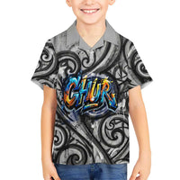 Chur Bro Shaka Sign Family Matching Summer Maxi Dress and Hawaiian Shirt New Zealand Koru Colorful Graffiti Splash TS04 Son's Shirt Multicolor - Polynesian Pride