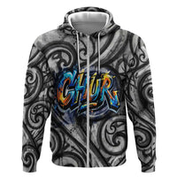 Chur Bro Shaka Sign Hoodie New Zealand Koru Colorful Graffiti Splash TS04 Zip Hoodie Multicolor - Polynesian Pride