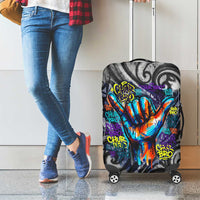 Chur Bro Shaka Sign Luggage Cover New Zealand Koru Colorful Graffiti Splash TS04 - Polynesian Pride