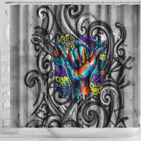 Chur Bro Shaka Sign Shower Curtain New Zealand Koru Colorful Graffiti Splash