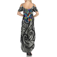 Chur Bro Shaka Sign Summer Maxi Dress New Zealand Koru Colorful Graffiti Splash TS04 - Polynesian Pride