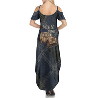 New Zealand She’ll Be Right Family Matching Summer Maxi Dress and Hawaiian Shirt NZ Slang No. 8 Wire Map Pattern TS04 - Polynesian Pride