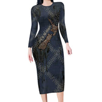 New Zealand She’ll Be Right Long Sleeve Bodycon Dress NZ Slang No. 8 Wire Map Pattern