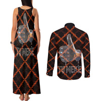 Tu Meke Maori New Zealand Slang Couples Matching Tank Maxi Dress and Long Sleeve Button Shirt with Glow Neon Step Style TS04 - Polynesian Pride