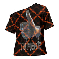 Tu Meke Maori New Zealand Slang Cross Shoulder Shirt with Glow Neon Step Style