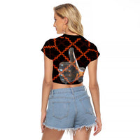 Tu Meke Maori New Zealand Slang Raglan Cropped T Shirt with Glow Neon Step Style TS04 - Polynesian Pride