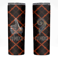 Tu Meke Maori New Zealand Slang Skinny Tumbler with Glow Neon Step Style TS04 Black Orange - Polynesian Pride