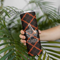 Tu Meke Maori New Zealand Slang Skinny Tumbler with Glow Neon Step Style TS04 - Polynesian Pride