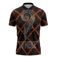 Tu Meke Maori New Zealand Slang Zipper Polo Shirt with Glow Neon Step Style