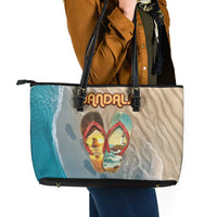 Kiwi Jandal Beach Life Leather Tote Bag New Zealand Flip Flops Ocean Wave Surf Style