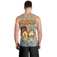Kiwi Jandal Beach Life Men Tank Top New Zealand Flip Flops Ocean Wave Surf Style