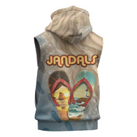 Kiwi Jandal Beach Life Sleeveless Zip Hoodie New Zealand Flip Flops Ocean Wave Surf Style TS04 - Polynesian Pride