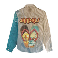 Kiwi Jandal Beach Life Women Casual Shirt New Zealand Flip Flops Ocean Wave Surf Style TS04 - Polynesian Pride
