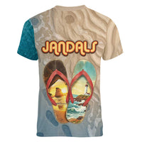 Kiwi Jandal Beach Life Women V-Neck T-Shirt New Zealand Flip Flops Ocean Wave Surf Style TS04 - Polynesian Pride