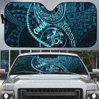 Chuuk Deep Into Truk Lagoon Auto Sun Shade Polynesian Tribal Pattern Wreck Diving Teal Ship Art