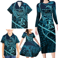 Chuuk Deep Into Truk Lagoon Family Matching Long Sleeve Bodycon Dress and Hawaiian Shirt Polynesian Tribal Pattern Wreck Diving Teal Ship Art TS04 - Polynesian Pride