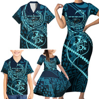 Chuuk Deep Into Truk Lagoon Family Matching Short Sleeve Bodycon Dress and Hawaiian Shirt Polynesian Tribal Pattern Wreck Diving Teal Ship Art TS04 - Polynesian Pride