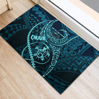 Chuuk Deep Into Truk Lagoon Rubber Doormat Polynesian Tribal Pattern Wreck Diving Teal Ship Art