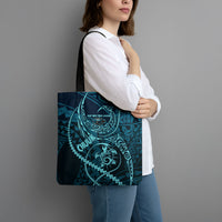 Chuuk Deep Into Truk Lagoon Tote Bag Polynesian Tribal Pattern Wreck Diving Teal Ship Art