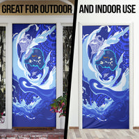 Chuuk Micronesian Roots Door Cover Polynesian Tribal Pattern Hibiscus Flower And Stingray Art