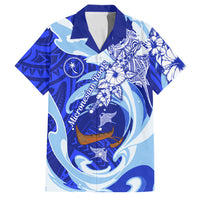 Chuuk Micronesian Roots Family Matching Tank Maxi Dress and Hawaiian Shirt Polynesian Tribal Pattern Hibiscus Flower And Stingray Art