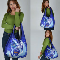 Chuuk Micronesian Roots Grocery Bag Polynesian Tribal Pattern Hibiscus Flower And Stingray Art