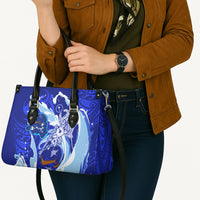 Chuuk Micronesian Roots Leather Bag Polynesian Tribal Pattern Hibiscus Flower And Stingray Art